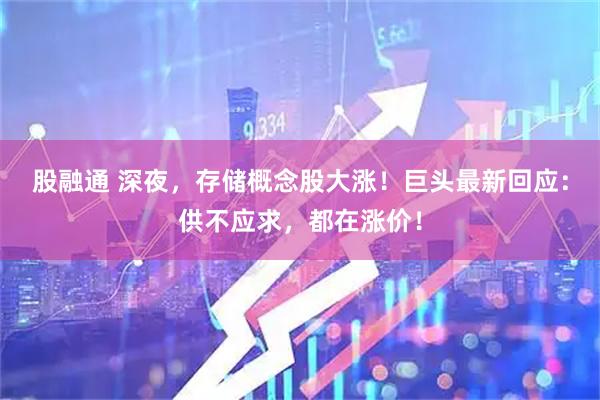 股融通 深夜，存储概念股大涨！巨头最新回应：供不应求，都在涨价！